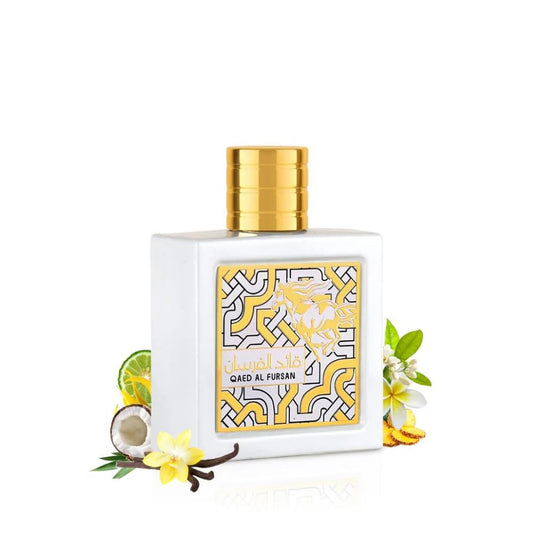100 mL /3.4 FL Eau de Parfum (EDP) Qaed Al Fursan Perfume for Men | Tropical Pineapple Scent with Smoky Oud & Leather | Long-Lasting Arabian Fragrance